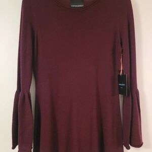 Cynthia Rowley Deep Red Bell Sleeve Dress nwt 100% Merino WOOL